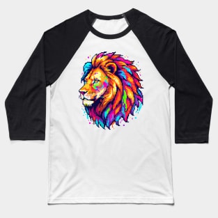 Pixel Lion Portrait Baseball T-Shirt